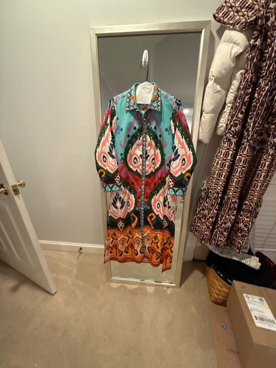 Maude Vivante Dresses & Skirts - Maude Vivante Shirt Dress Size S Multicolor Ikat Long Sleeve